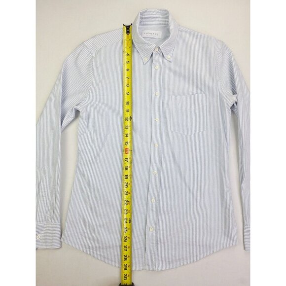 Everlane Size Small Mens White Blue Stripe Button Down Long Sleeve Cotton Shirt - Picture 8 of 9